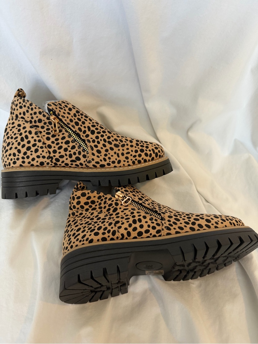 Women's Tan Cheetah Print Side-Zip Booties - Picture 2 of 3